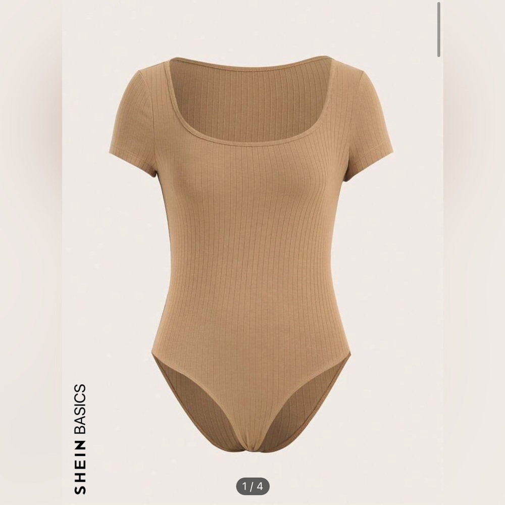SHEIN Basics Women’s Ribbed Body Suit - In Camel